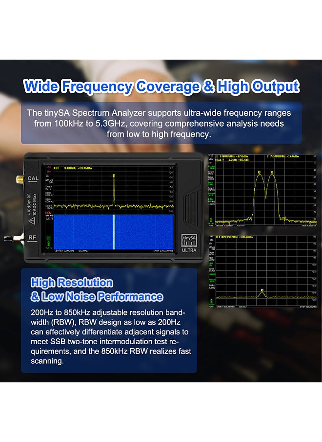 tinySA Portable Spectrum Analyzer Handheld 100k-5.3GHz High Frequency Signal Generator Built-in LNA