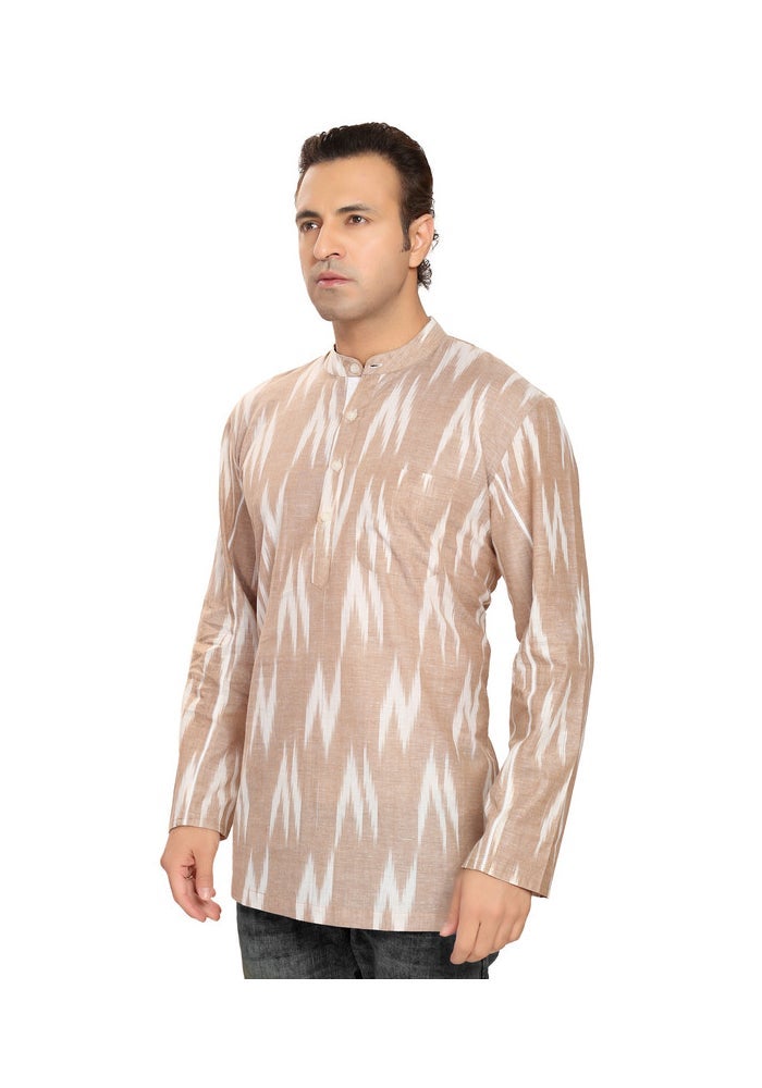 ARCHATTIRE Light Rust Striped Cotton Shirt for Men - Image 4