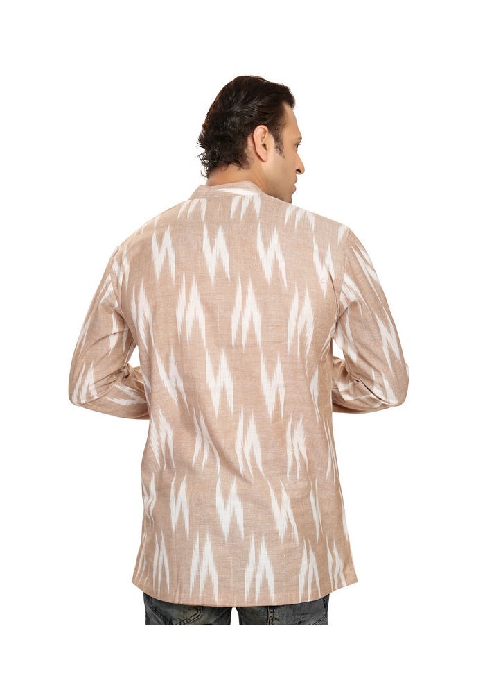 ARCHATTIRE Light Rust Striped Cotton Shirt for Men - Image 5