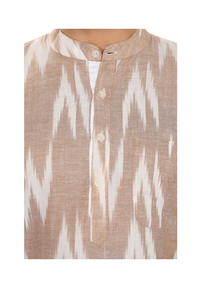 ARCHATTIRE Light Rust Striped Cotton Shirt for Men - Image 2