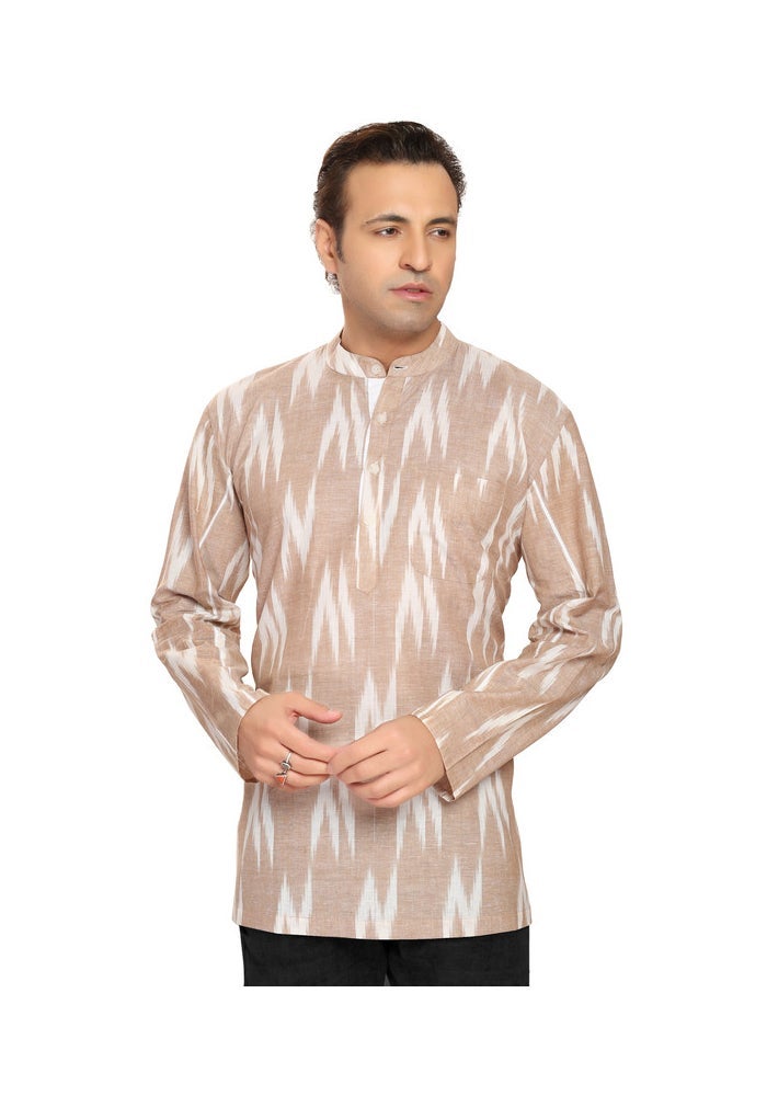ARCHATTIRE Light Rust Striped Cotton Shirt for Men - Image 1