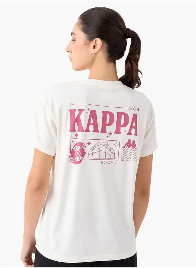 كابا Kappa Graphic Print T-shirt with Crew Neck and Short Sleeves