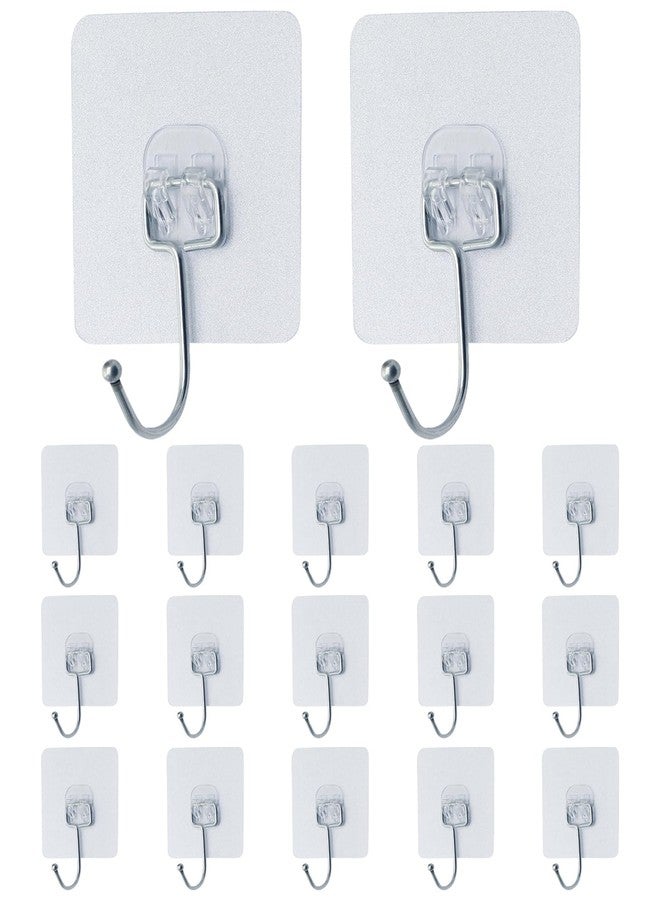 Bivethoi 20 Pack Adhesive Hooks for Hanging, Heavy Duty Wall Hooks, Removable Sticky Ceiling Hooks, Transparent Self Adhesive Shower Hooks, Waterproof and Oilproof Reusable Seamless Hooks(2.75 inch) - Image 1