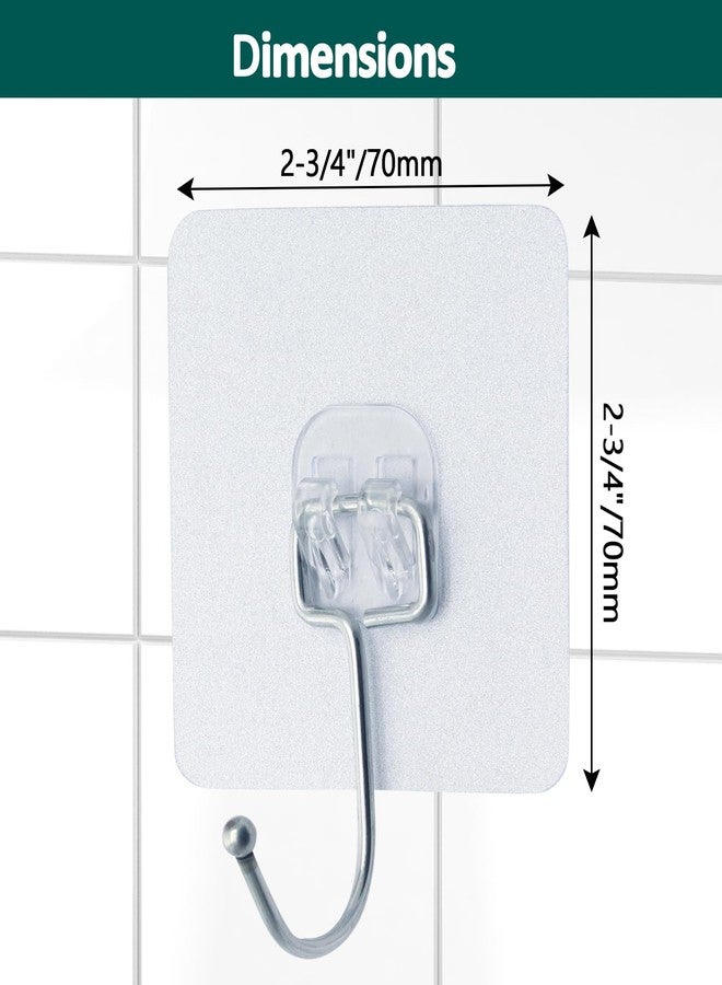 Bivethoi 20 Pack Adhesive Hooks for Hanging, Heavy Duty Wall Hooks, Removable Sticky Ceiling Hooks, Transparent Self Adhesive Shower Hooks, Waterproof and Oilproof Reusable Seamless Hooks(2.75 inch) - Image 2