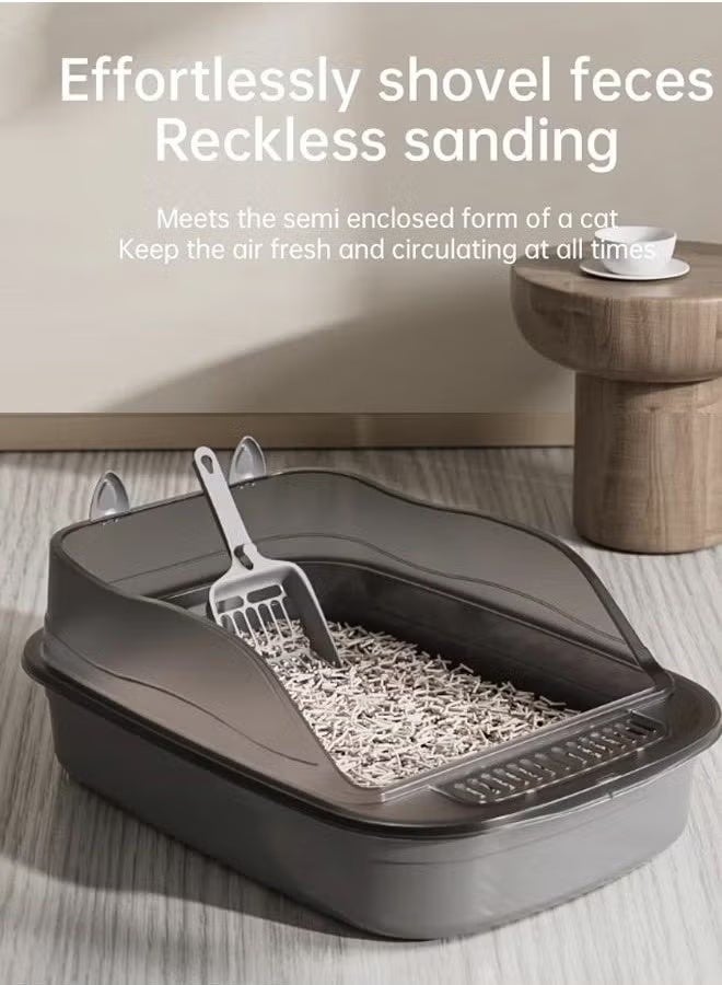 Vixplorn Semi-enclosed cat litter box Splash-proof thickened cat toilet High-sided cat litter box Pet tray Open-top cat litter box Comes with cat litter scoop and deodorizing pack - Image 5
