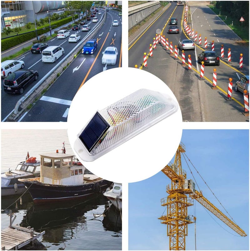 risoon Solar Strobe Warning Light: Sensitive LED Warning Lamp High Bright Waterproof IP65 Flashing Beacon Barricade Construction Safety Traffic Light for Driveways Dock (Wihte) - Image 5
