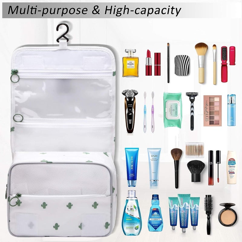 TAGUDA Multi-Function Travel Hanging Toiletry Bags Cosmetic Bag Makeup Bag for Women, Men (WHITE CACTUS) - Image 3