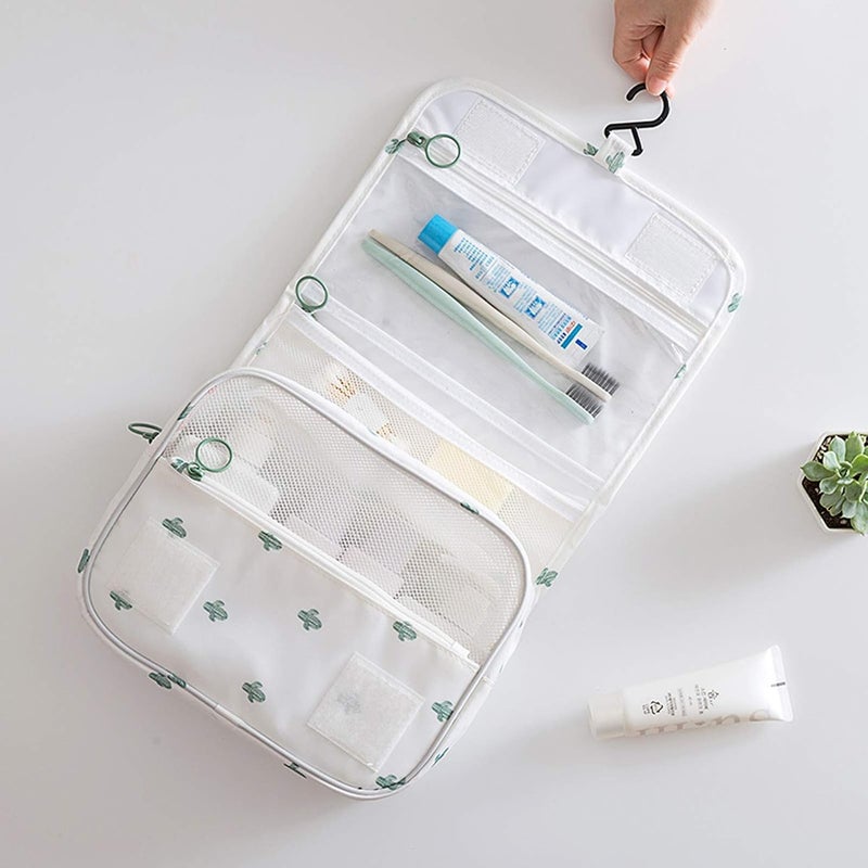TAGUDA Multi-Function Travel Hanging Toiletry Bags Cosmetic Bag Makeup Bag for Women, Men (WHITE CACTUS) - Image 1