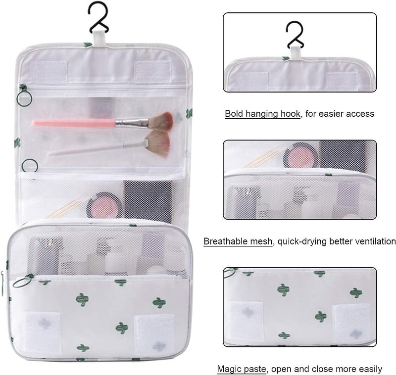 TAGUDA Multi-Function Travel Hanging Toiletry Bags Cosmetic Bag Makeup Bag for Women, Men (WHITE CACTUS) - Image 4