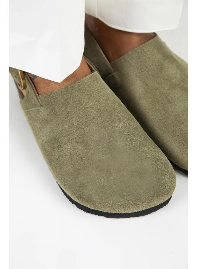 Manijero  Antonella Women's Real Leather Back-Strap Sabo Sandal in Khaki. for Women | Best Price UAE