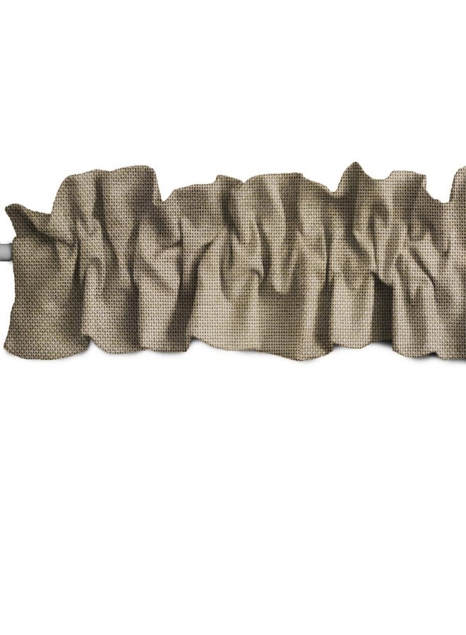 Zen Creative Designs Faux Burlap Sleeve Topper Window Valance Top Bottom Ruffle Home Décor Bedroom Nursery Kitchen Window (58" Wide x 5" Tall, Wheat) - Image 1