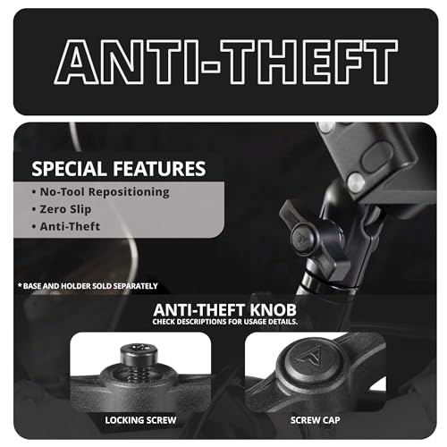 Tackform 3.5" Long Metal 20mm Ball and Socket Arm DuraLock 20 Series | Dual 20mm Sockets with Optional Anti-Theft Knobs | Black - Image 4