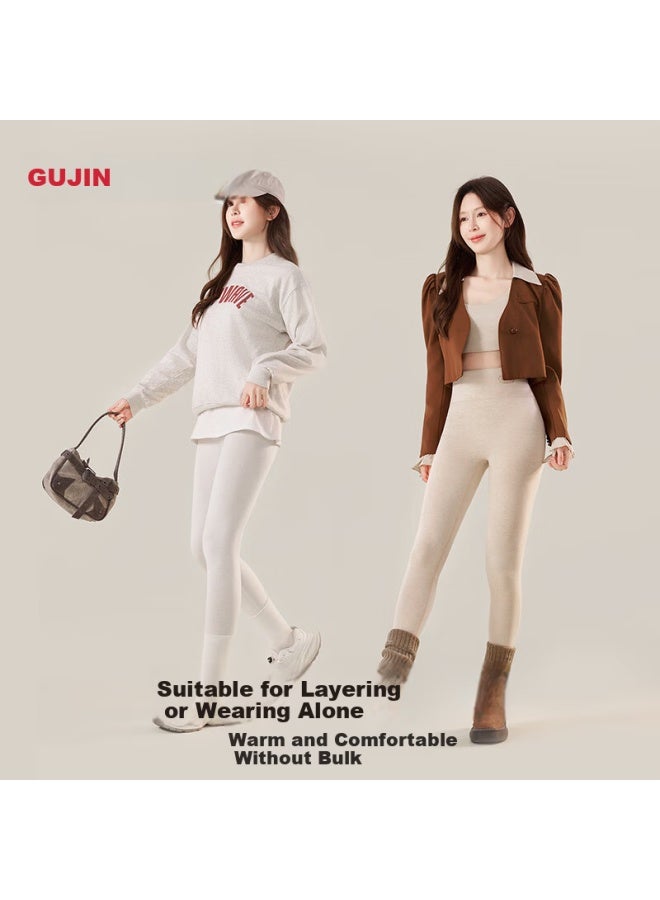 Gujin Women's Acrylic Heat-retaining Wool Silk High-waist Thermal Leggings  Winter Seamless Warm Pants - Image 3