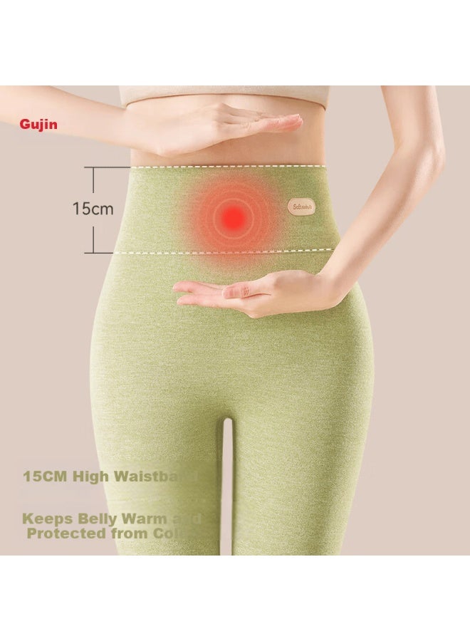 Gujin Women's Acrylic Heat-retaining Wool Silk High-waist Thermal Leggings  Winter Seamless Warm Pants - Image 2