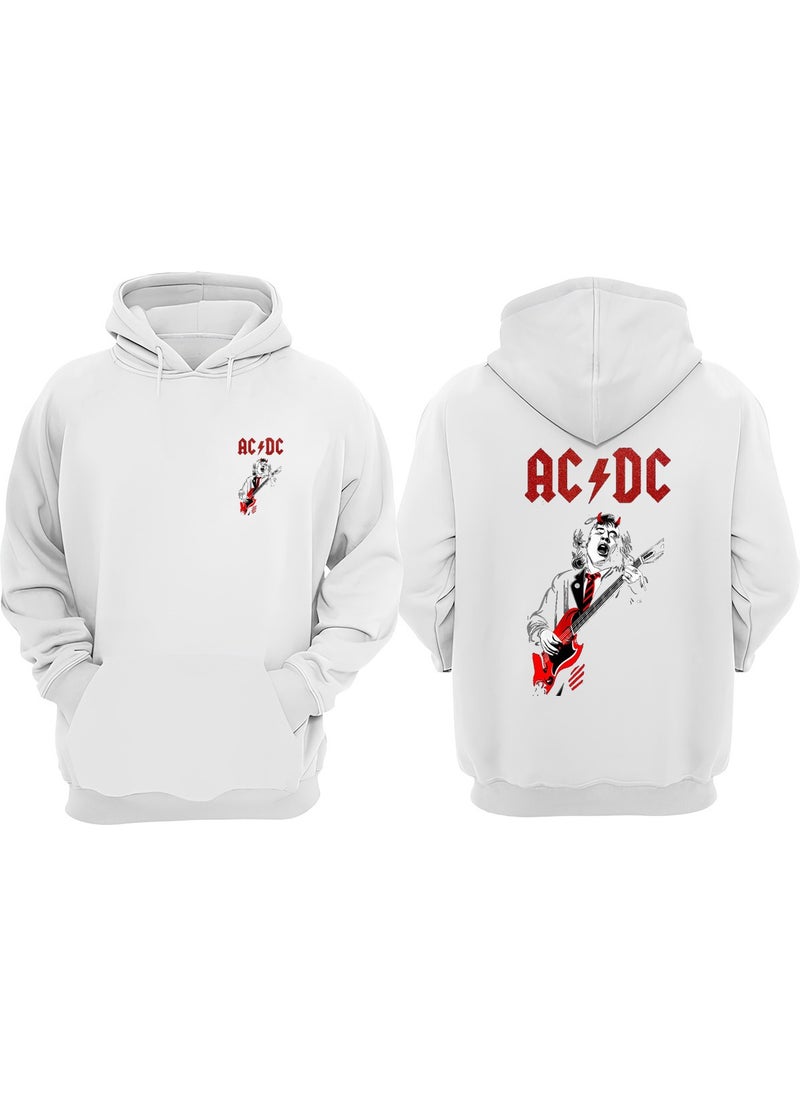 The Wert - Unisex Ac Dc Metallica Guitar Red Design Front Back Printed Regular Fit White Sweatshirt - Image 1