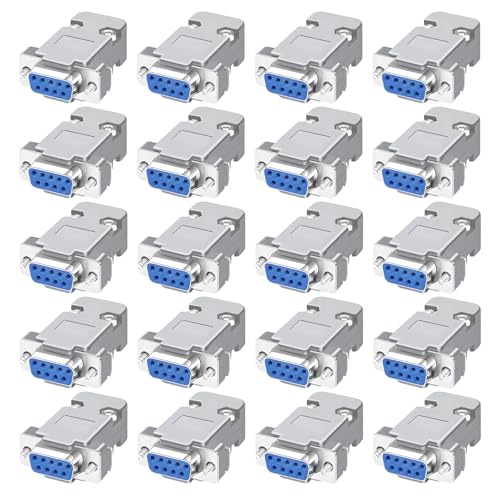 Willwewon 20PCS DB9 Female Solder Type Breakout Board Connectors Adapter with 20 Set Gray Plastic Hoods Set - Image 1