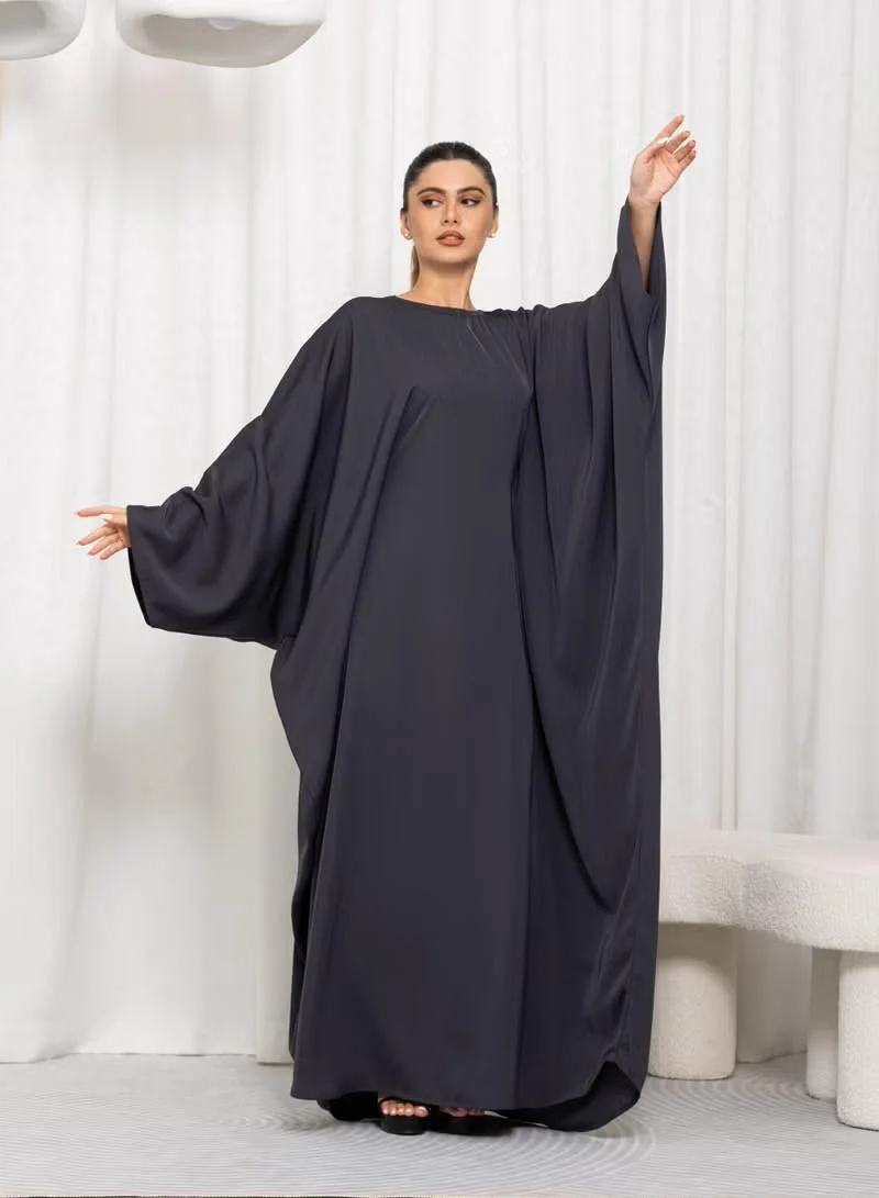 Nikias Nikias Grey Plain Butterfly Abaya
