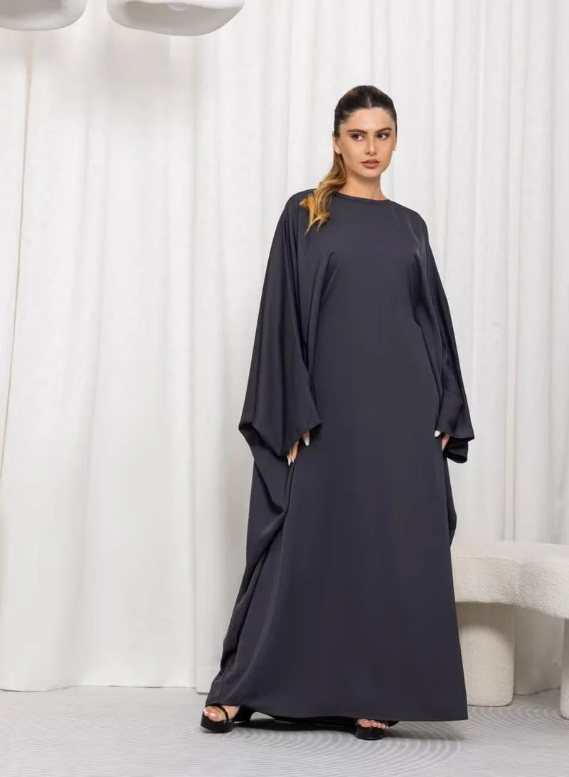 نيكياس عباية فراشة رمادية سادة نيكاس