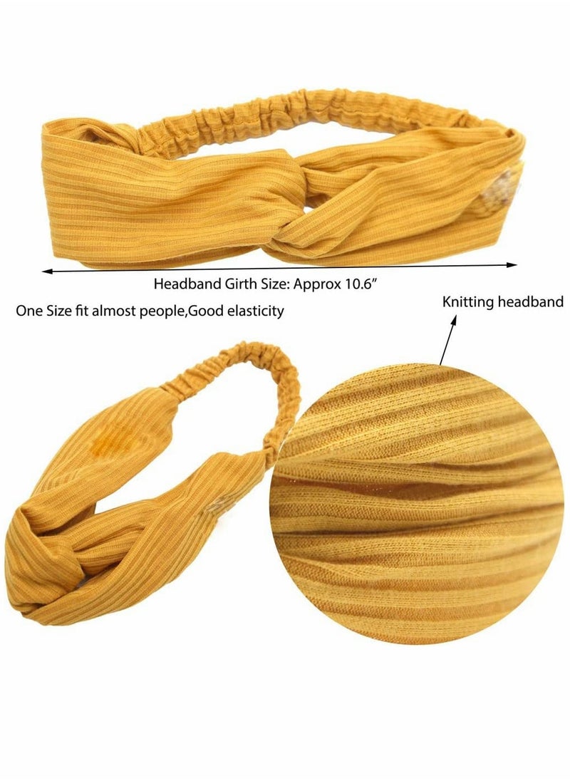 KASTWAVE Headbands, Boho Headbands Women Elastic Headband, Criss Cross Turban Solid Color Vintage Hair Accessories for Everyday Sport Fitness  - Image 2