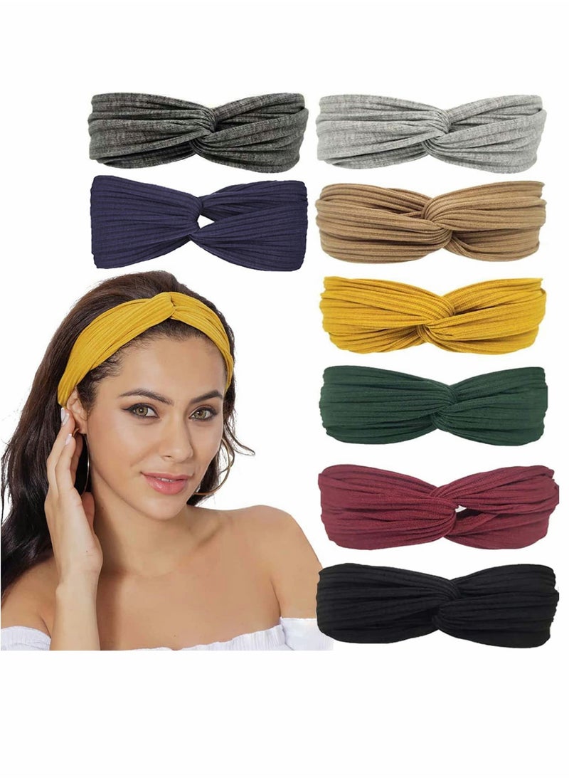 KASTWAVE Headbands, Boho Headbands Women Elastic Headband, Criss Cross Turban Solid Color Vintage Hair Accessories for Everyday Sport Fitness  - Image 1