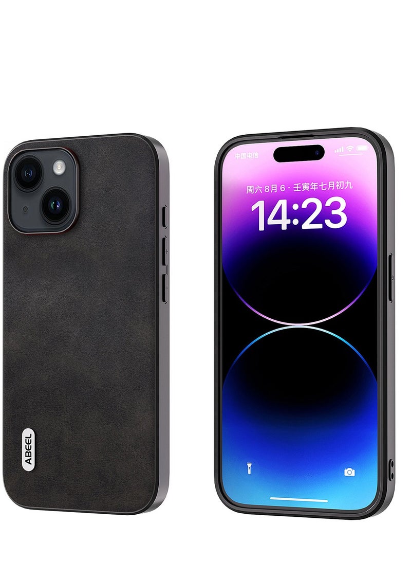 GULFLINK PU Leather Case Slim Luxury Business Non-Slip Grip Rugged Shockproof Full Body Protective Case for iPhone 15 Plus Black - Image 2