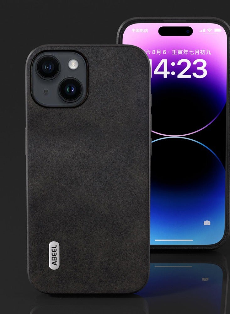 GULFLINK PU Leather Case Slim Luxury Business Non-Slip Grip Rugged Shockproof Full Body Protective Case for iPhone 15 Plus Black - Image 3