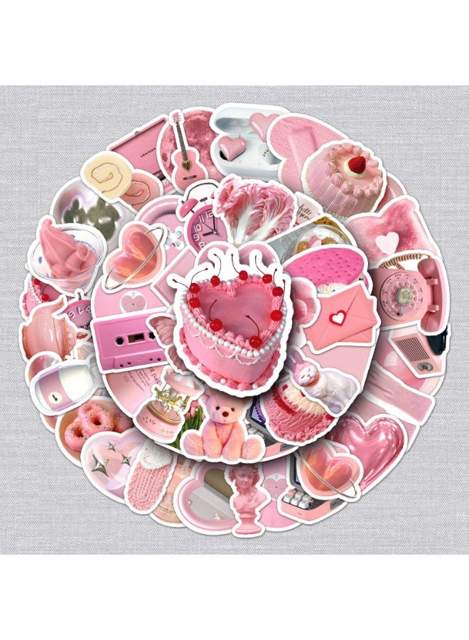 NIBEMINENT 50 Pcs Pink Ins Style Deco Kit Waterproof Stickers, High Definition Printing Bright Colors, Suitable for Laptop Skateboard Luggage Water Bottle Guitar DIY - Image 2