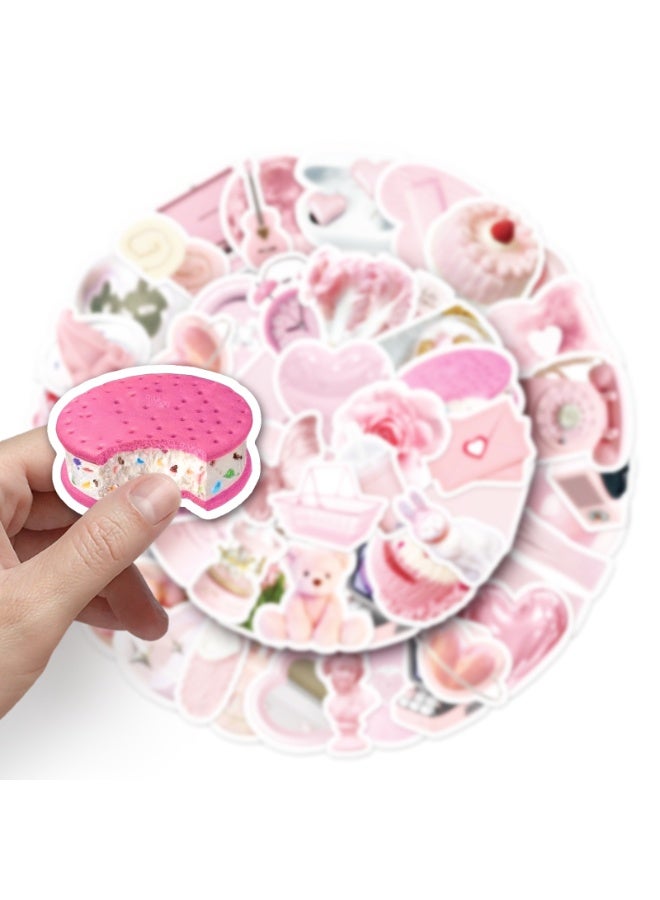 NIBEMINENT 50 Pcs Pink Ins Style Deco Kit Waterproof Stickers, High Definition Printing Bright Colors, Suitable for Laptop Skateboard Luggage Water Bottle Guitar DIY - Image 3