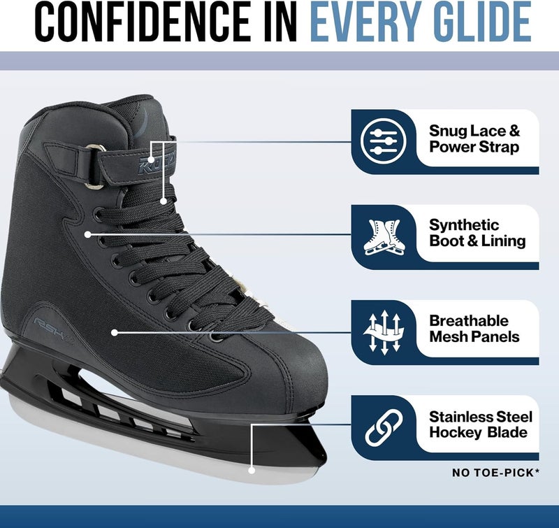 ROCES RSK 2 Ice Skates for Men, Classic Hockey Style Stainless Steel Figure Skates with Lace & Power Strap Closure System & Anatomic Padding Footbed for Comfortable Everyday Wear - Image 5
