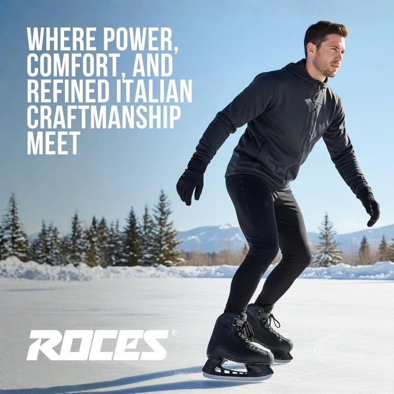 ROCES RSK 2 Ice Skates for Men, Classic Hockey Style Stainless Steel Figure Skates with Lace & Power Strap Closure System & Anatomic Padding Footbed for Comfortable Everyday Wear - Image 2