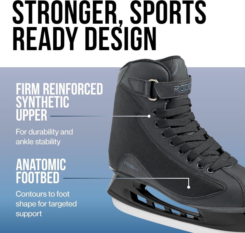 ROCES RSK 2 Ice Skates for Men, Classic Hockey Style Stainless Steel Figure Skates with Lace & Power Strap Closure System & Anatomic Padding Footbed for Comfortable Everyday Wear - Image 3