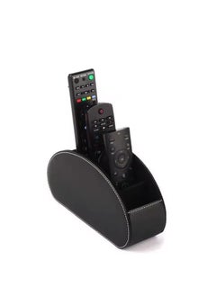 بيوينتي Liying Remote Control Holder with 5 Compartments - PU Leather Remote Caddy Desktop Organizer Store TV, DVD, Blu-Ray, Media Player, Heater Controllers, (Black)  - Image 1