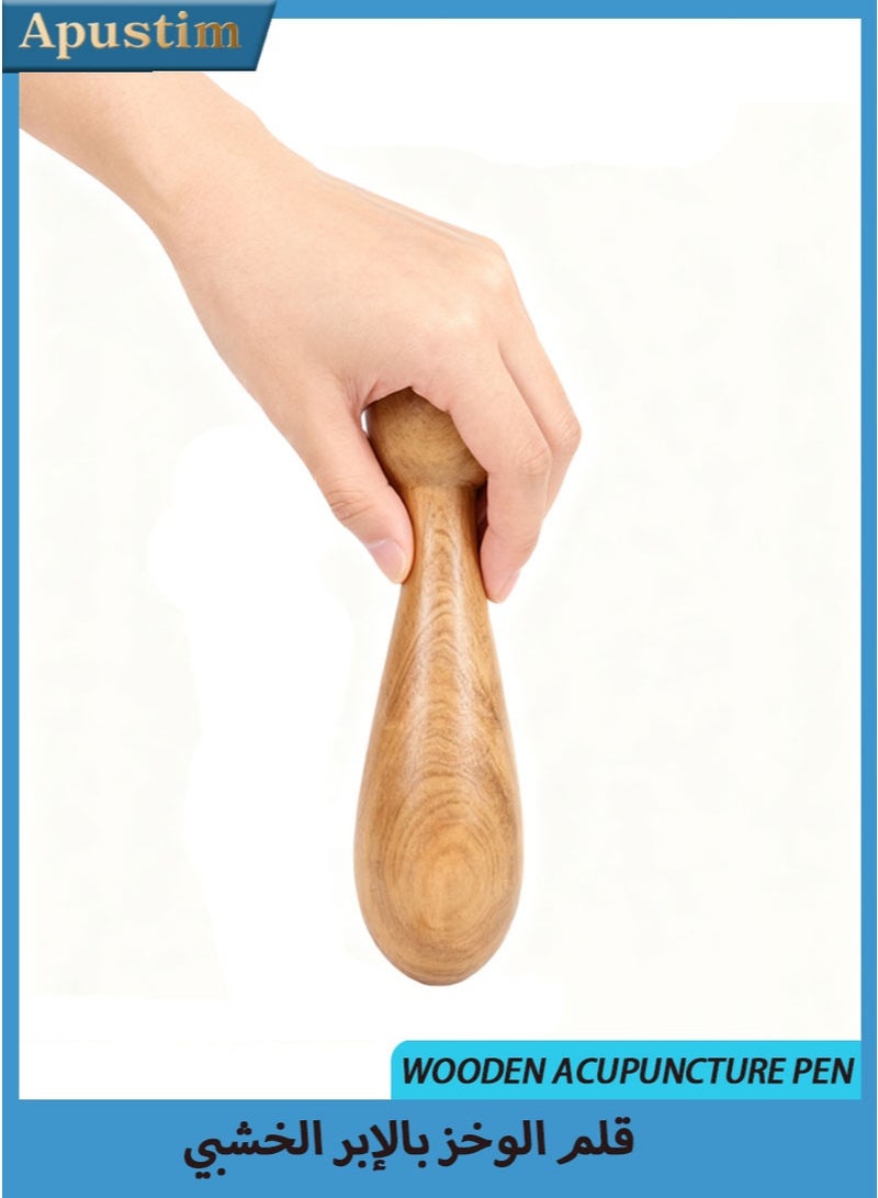 أبوستيم قلم الوخز بالإبر الخشبي، أداة تدليك الأنسجة العميقة الخشبية، قلم تدليك الوخز بالإبر اليدوي لتخفيف آلام خطوط الطول في الجسم بالكامل - Image 1