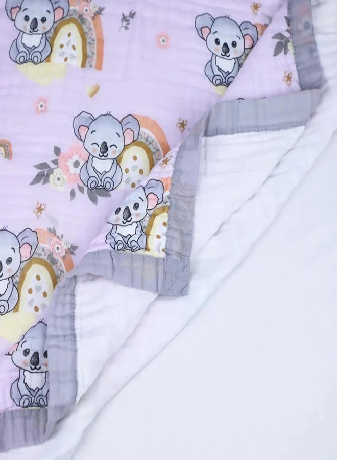 Tiny Treasures 100% Organic Cotton 6-Layer Muslin Baby Blanket (100x110 cm) is Super Soft, Breathable, Gentle on Baby's Skin. Perfect for Comfort, Warmth, and Everyday use. Includes 1 Blanket (Purple) - Image 3