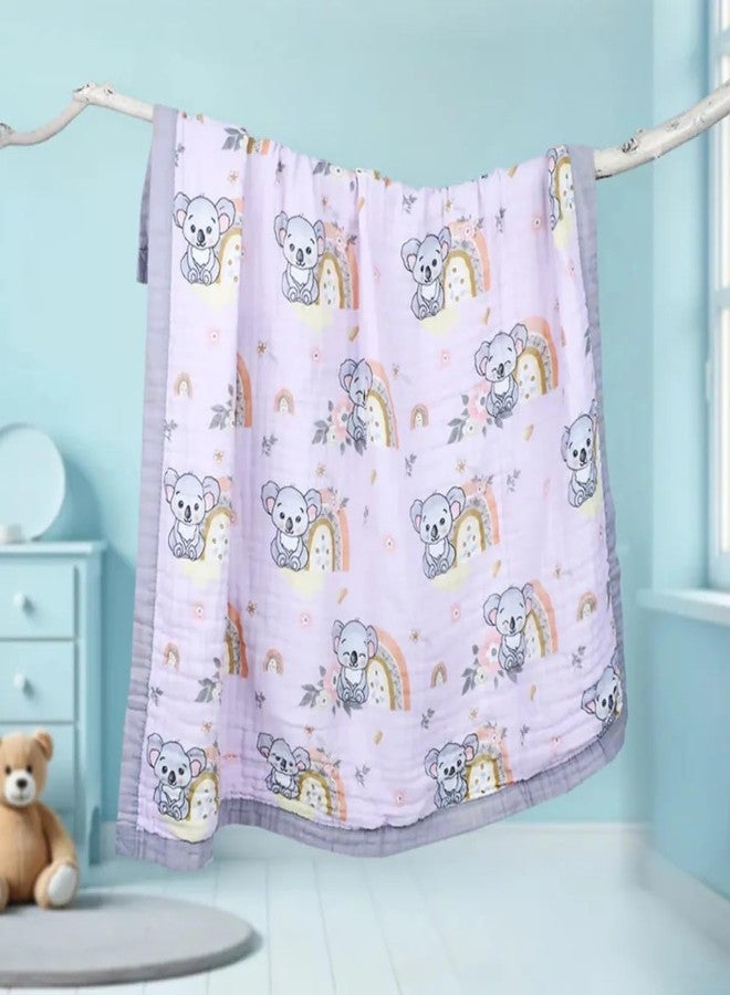 Tiny Treasures 100% Organic Cotton 6-Layer Muslin Baby Blanket (100x110 cm) is Super Soft, Breathable, Gentle on Baby's Skin. Perfect for Comfort, Warmth, and Everyday use. Includes 1 Blanket (Purple) - Image 1