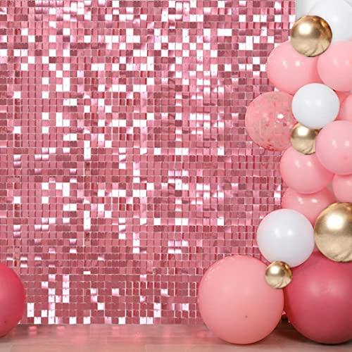 LuoluoHouse Pink Shimmer Wall Backdrop Sequin Wall Panels Wedding Background Glitter Wall Decor for Events Home Bridal Shower Birthday Decor and Advertising Signs 12 Panels - Image 5