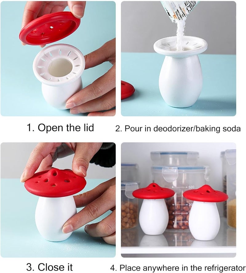 GION GION Refrigerator Freshener Deodorizer Odour Absorber Eliminator Fridge Odor Smell Remover Baking Soda Deodorizer Mushroom Shape Holder No Soda 1Pcs  - Image 2