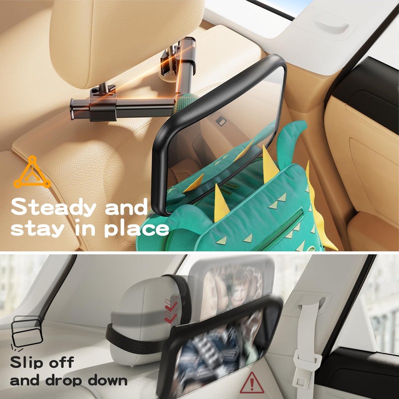 TAZENI Baby Car Mirror for Baby Hook Clip Design Never Shake Baby Mirror for Car Seat Mirror Rear Facing Newborn Essentials Easy Install Back Seat Mirrors for Car ShatterProof Crash Tested Baby Shower Gifts - Image 2