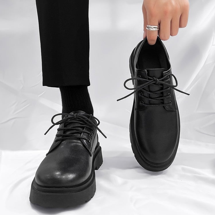 Leather Shoes for Men, British Teenagers, Thick-Soled Suits, Casual Commuting, Civil Servant Interviews, Black Work Shoes - Image 3