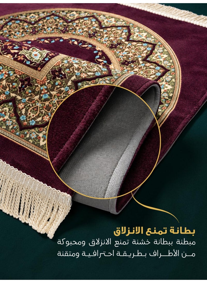 الفاتح سجادة صلاة شانيل تركية فاخرة مبطنة بالإسفنج الحراري بتصميم إسلامي حصري مميز مقاس 120×70 سم - Image 5