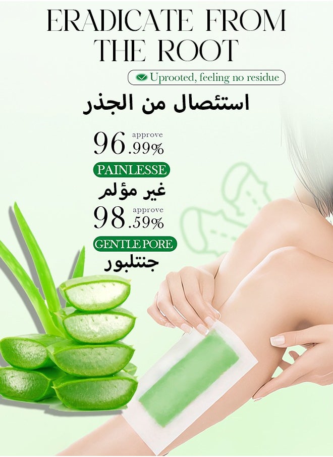 SADOER - Wax Strips for Hair Removal, Double Sides Waxing Strips with Aloe Vera Gentle and Soothing At Home Waxing Kit for Face Legs Arms Underarm Body Wax Strips Hair Removal For Men & Women - Image 1