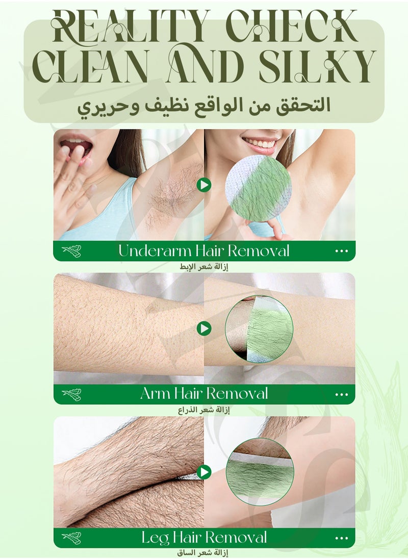 SADOER - Wax Strips for Hair Removal, Double Sides Waxing Strips with Aloe Vera Gentle and Soothing At Home Waxing Kit for Face Legs Arms Underarm Body Wax Strips Hair Removal For Men & Women - Image 1