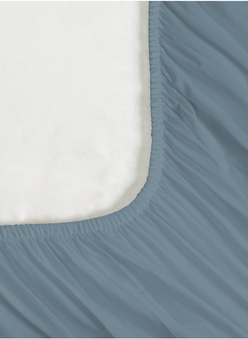 Master Home Textile Cotton Fitted Sheet Set, 100% Cotton, 200 TC, 3 Pieces Queen Size with 35 cm Deep Pocket  - Image 3