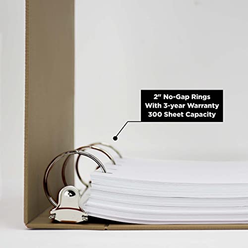 Carstens 2-Inch Heavy Duty 3-Ring Binder - Side Opening, Sand, Durable Plastic, Precision No-Gap Rings, Waterproof Covers, No Pockets, Holds 300 Letter-Sized Sheets, BPA-Free, Made in USA (5825-3R) - Image 2