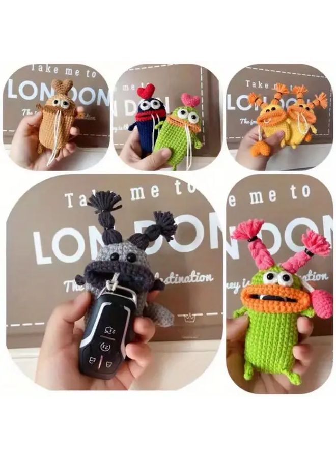 Green Cute Cartoon Sausage Mouth Knit Key Cover For All Car Keys - Image 4