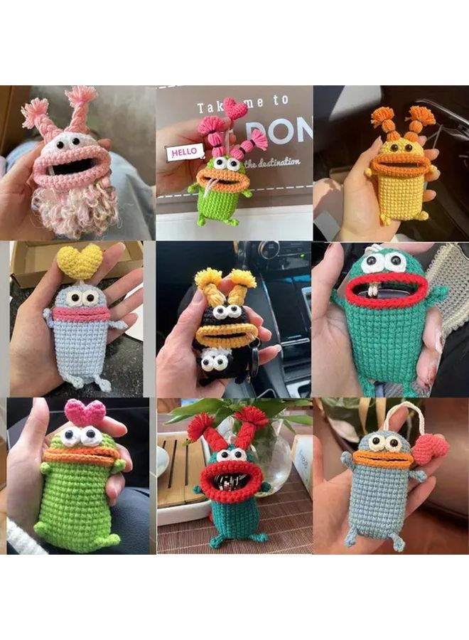 Green Cute Cartoon Sausage Mouth Knit Key Cover For All Car Keys - Image 1