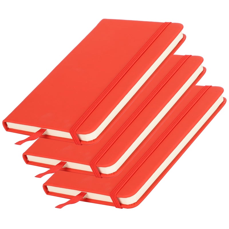3Pcs PU A6 Business Notepad Hardcover Strap Notebook Diary Stationery Office School SuppliesRed - Image 4