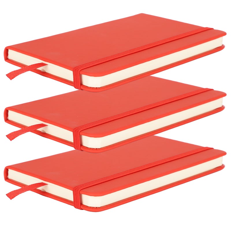 3Pcs PU A6 Business Notepad Hardcover Strap Notebook Diary Stationery Office School SuppliesRed - Image 5