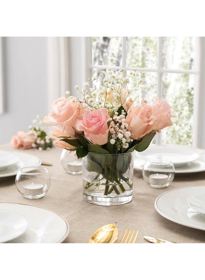 هوم زون مجموعة من 6 قطع مزهرية زجاجية اسطوانية مقاس 4 انش × 4 انش حوامل شموع قطعة مركزية مزخرفة لحفلات الزفاف وديكور المنزل - Image 2