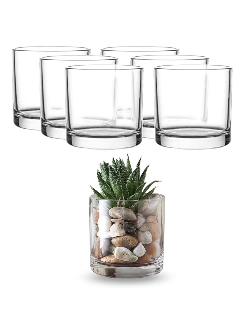 هوم زون مجموعة من 6 قطع مزهرية زجاجية اسطوانية مقاس 4 انش × 4 انش حوامل شموع قطعة مركزية مزخرفة لحفلات الزفاف وديكور المنزل - Image 1